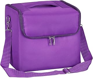 Grande spazio trucco caso portagioie con tracolla, Viola, x-large,