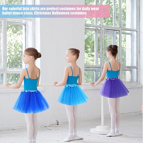 Miniatura 5 de Jiuguva 12 piezas de tutú para niñas pequeñas, faldas de tutú multicolor de 3 capas, tutú de ballet para niña, tutú esponjoso, fiesta de cumpleaños,