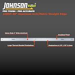 Johnson Level & Tool J48EM Inch/Metric Straight Edge, 48", Silver, 1 Ruler