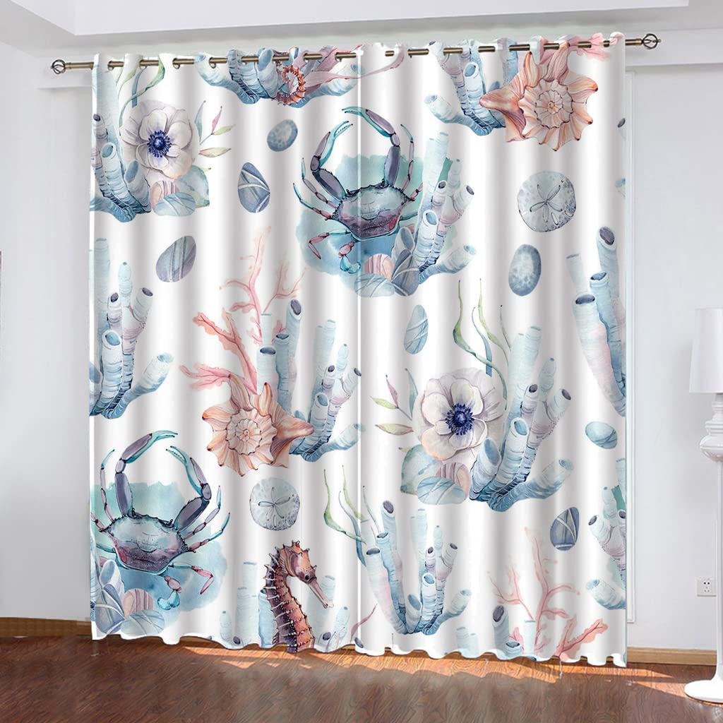 Rideau occultant thermique pour salon 3D bleu et rose draperie isolante de fenêtre 234x230cm