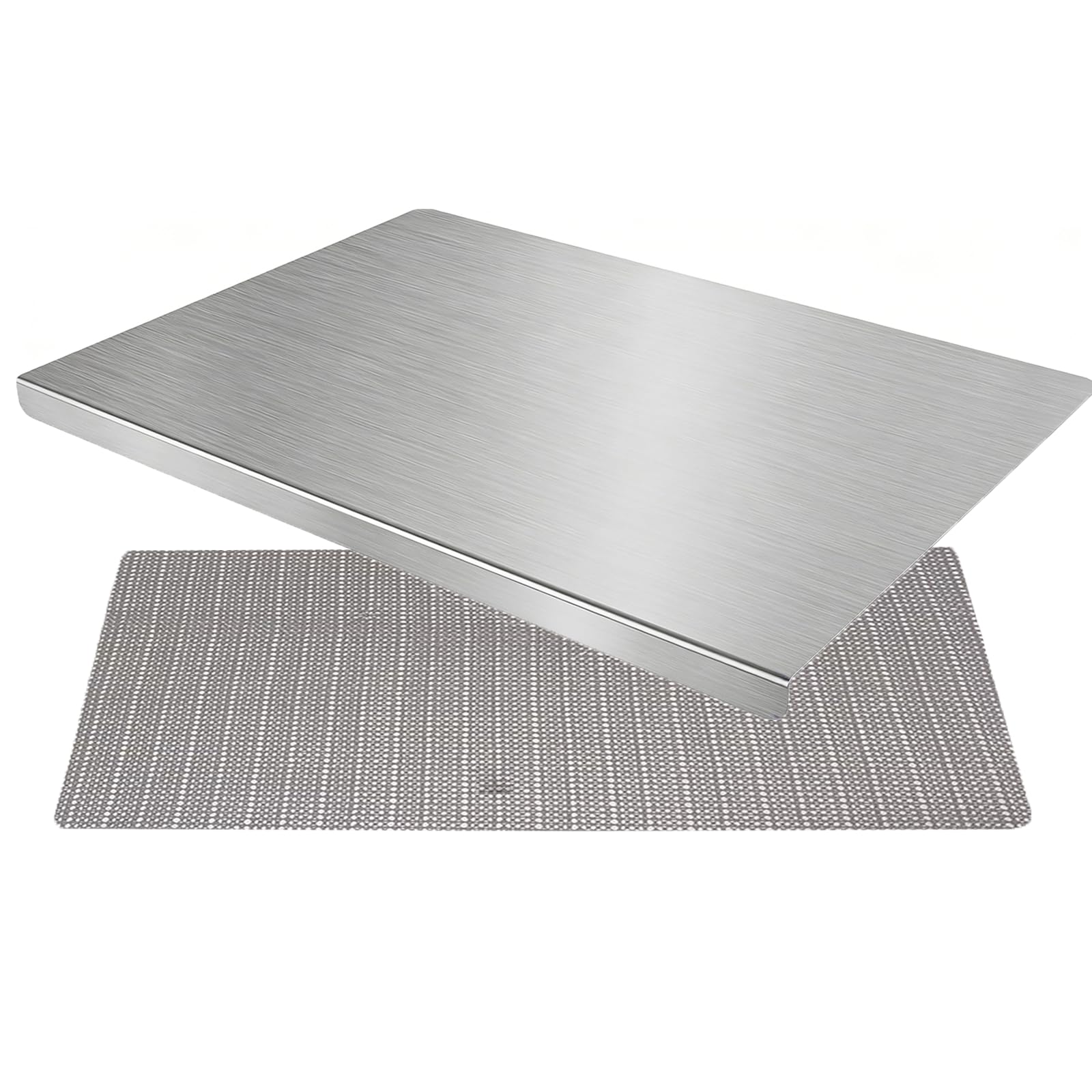 Photo 1 of 19.7"L x 15.7"W Stainless Steel Cutting Board for Kitchen – Large L-Shaped Bread Board, Double-Sided Non-Stick Chopping Board with Lip for Baking, Dishwasher Safe Pastry Board for Kneading