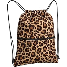 Leopard Print Backpack   Drawstring Backpack for Gym Swimming, Leopard Print Bag with Adjustable Shoulder Strap, Draw String Bag Gym & Travel