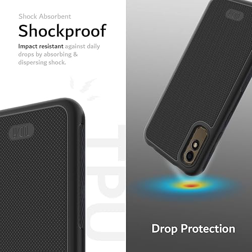 Vista 3 de TUDIA LINNGrip Slim Grip - Funda de teléfono diseñada para BLU C5L Max, [LINNGrip] a prueba de golpes, ligera, antideslizante, suave, TPU ultra Negro