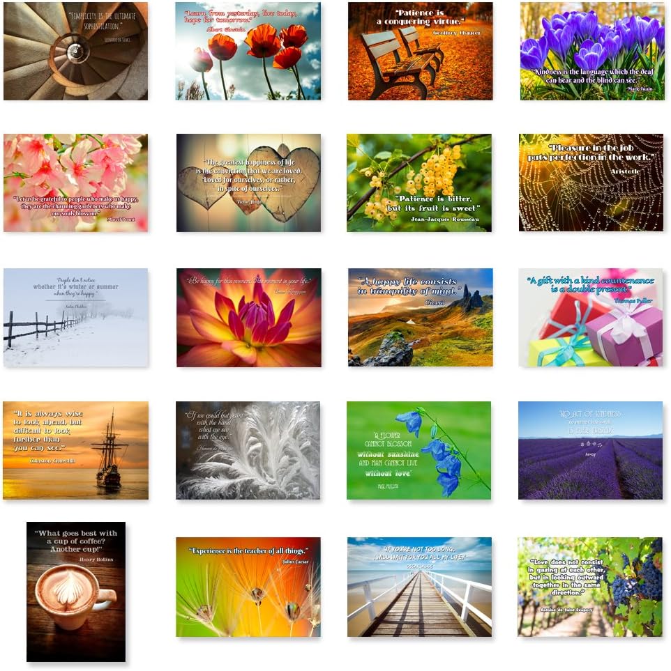 QUOTES postcard set of 20. Post card variety pack with famous quote postcards. Made in USA.