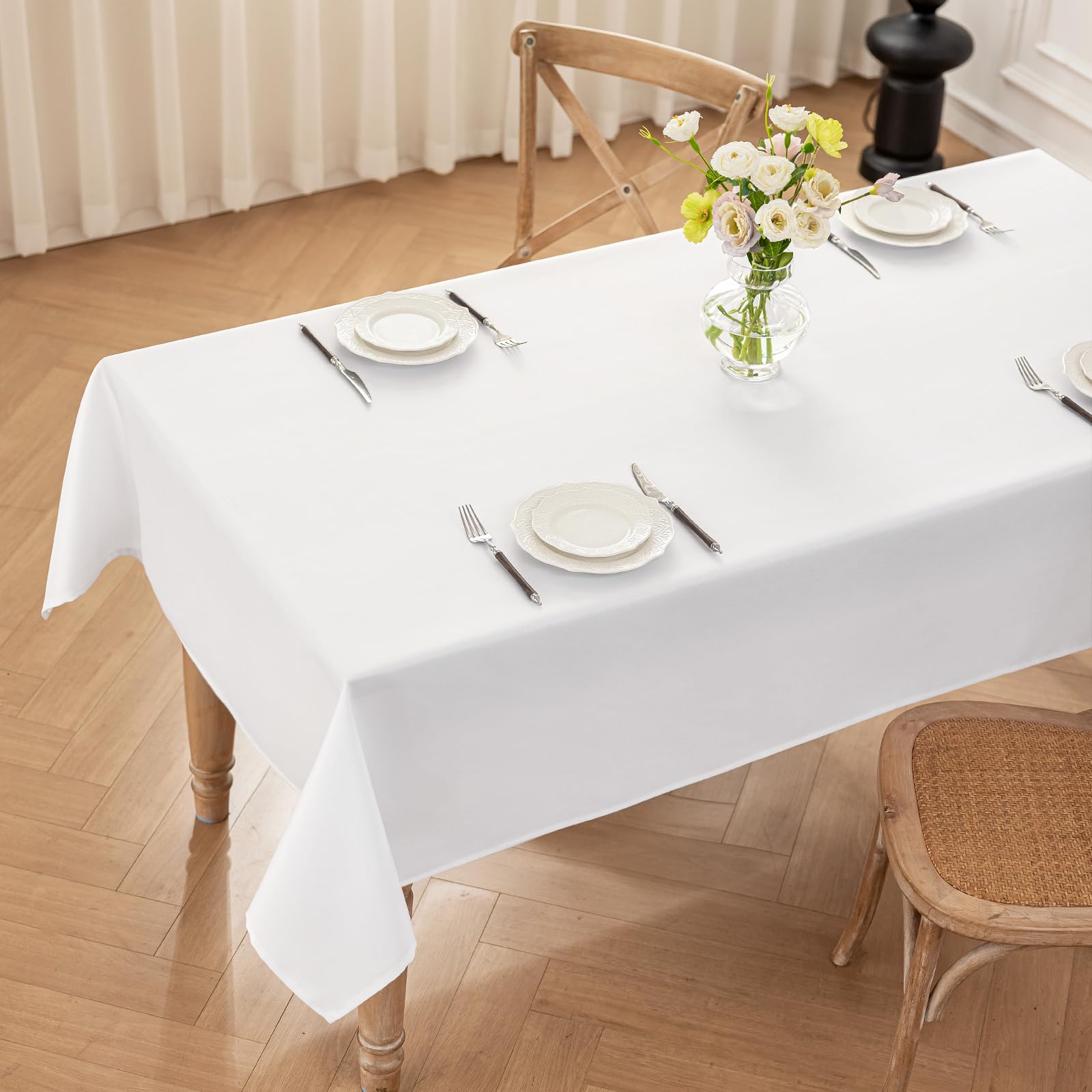 Moonooda Tischdecke, Tischdecken Abwaschbar 180g/㎡ Tischtuch aus Polyester Wasserabweisend mit Lotuseffekt, Dauerhaft Kratzfest für Wohnzimmer, Esszimmer, Balkon, Garten