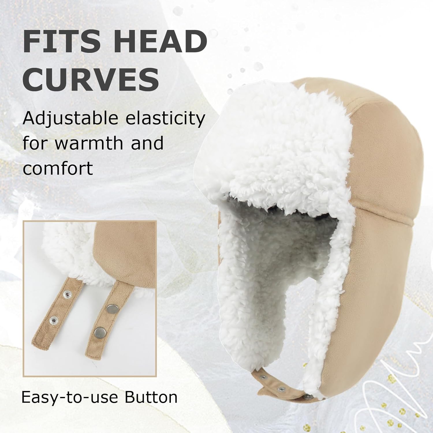 Windproof Suede Trapper Hat Cozy Plush Russian Ushanka Hat with Ear Flaps, for Men & Women - Image 4