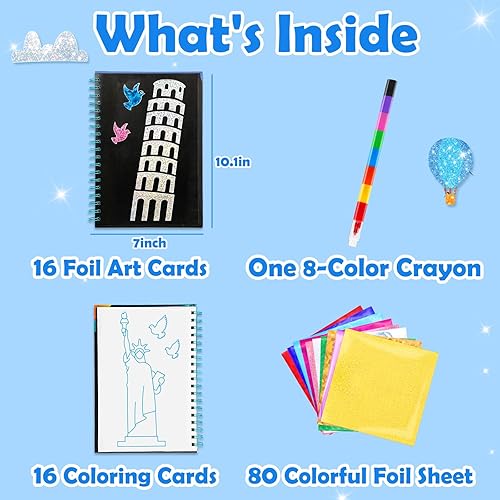 Miniatura 5 de FUNNYB&G - Kit de manualidades con papel de aluminio para niños, divertidas y creativas, suministros para regalo, juguete de viaje, cumpleaños o