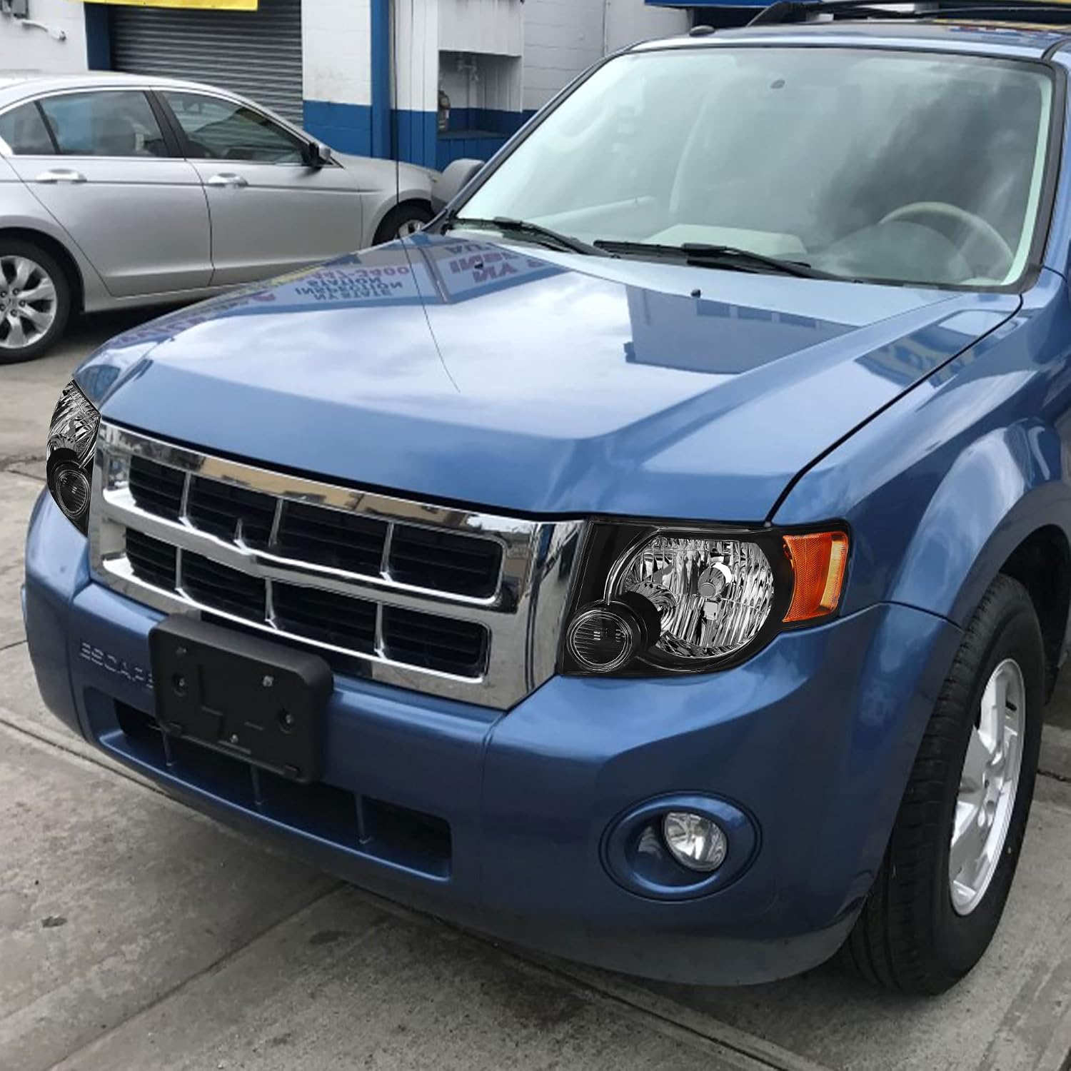 Ford Escape Headlight Assembly - Left & Right (Black Housing, Amber Reflector) Fit for 2008-2012 Models