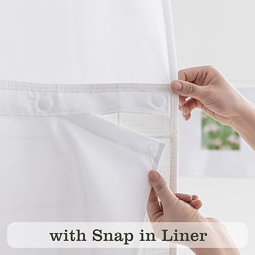 Miniatura 3 de Cortina de ducha de granja con forro a presión, no necesita ganchos, cortinas de ducha de tela con borlas para decoración rústica de baño, con