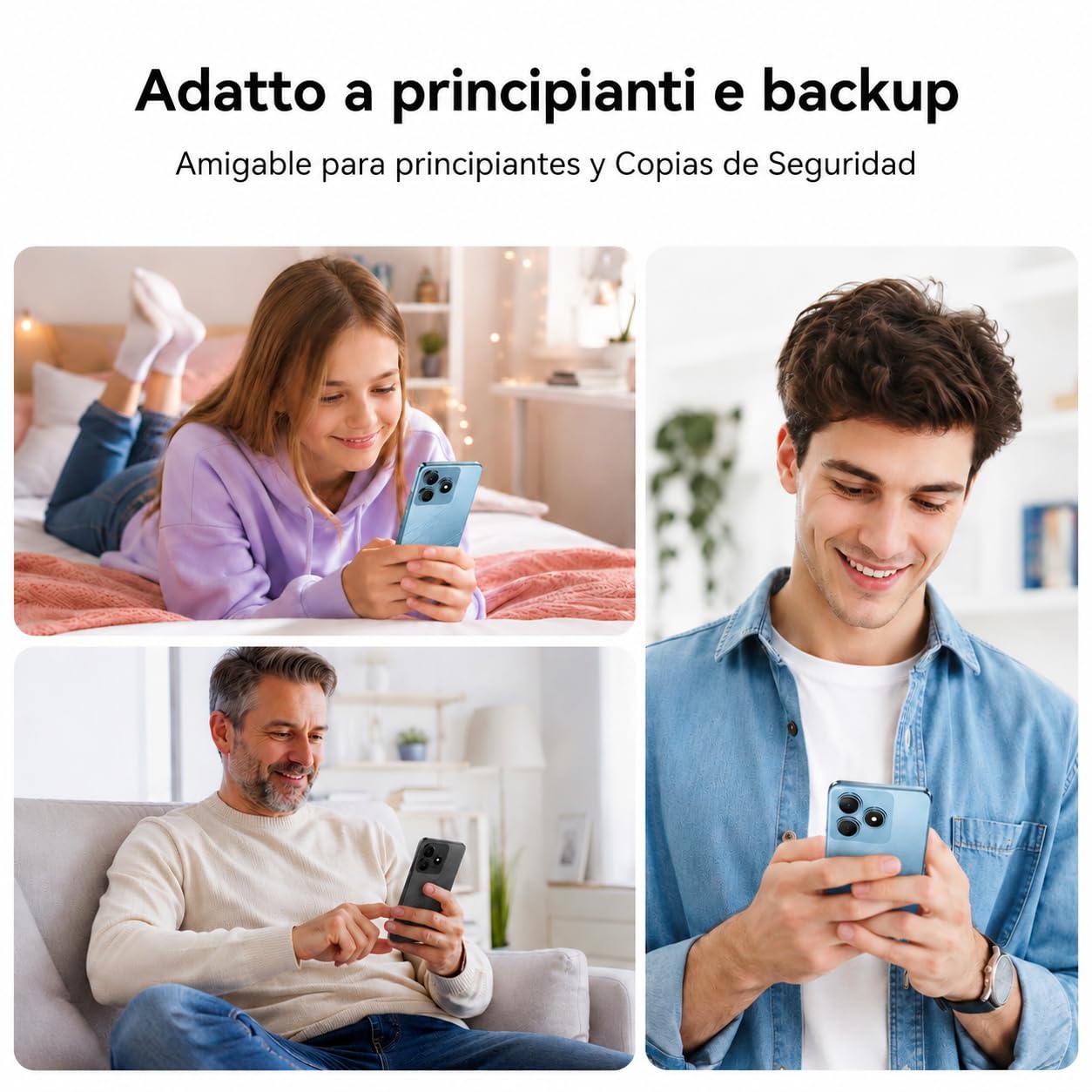 Smartphone Offerta Android, Batteria 5000mAh Telefono Cellulare, Smartphone 6.56 Pollici HD+, 6GB+64GB/TF 2TB Cellulari, Fotocamera 13MP+8MP, Telefoni 4G Dual SIM, Face ID/GPS, Garanzia 3 Anni, Nero