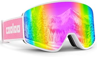 COOLOO Kids Ski Goggles, Kids Snowboard Goggles OTG Replaceable Lens Anti Fog & UV Protection Snow Goggles for Kids 3-14