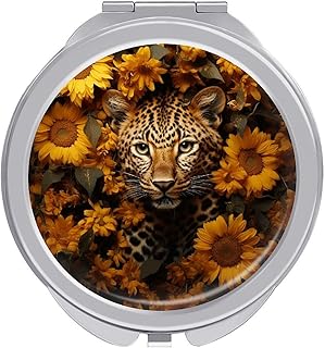 Espejo de maquillaje de viaje de leopardo y g...