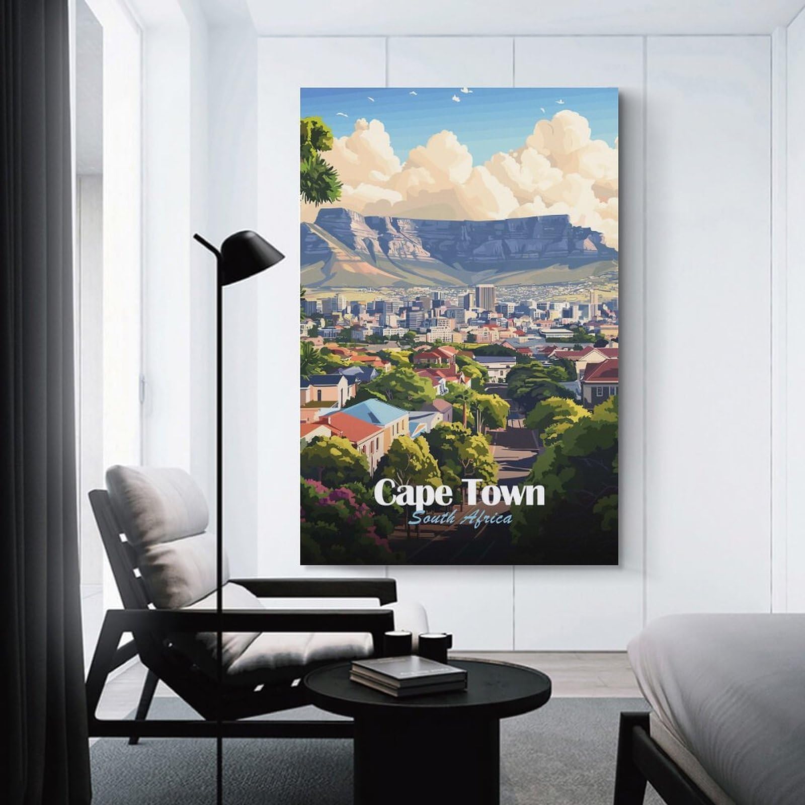 Junmoney Cape Town Cityscape(2) Canvas Wall Decor 24x36inch(60x90cm), for Home Lounge, Bedroom Or Reading Nook, A Home Accent with Warm Character