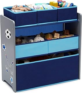 Delta Children Design and Store 6 Bin Toy Organizer, Grey/Blue