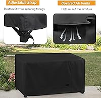 Vista 8 de NettyPro Cubierta Rectangular Impermeable para Fogata al Aire Libre para Mesa de Fogata de Gas Propano Rectangular, 48 x 28 x 24 pulgadas, Negro