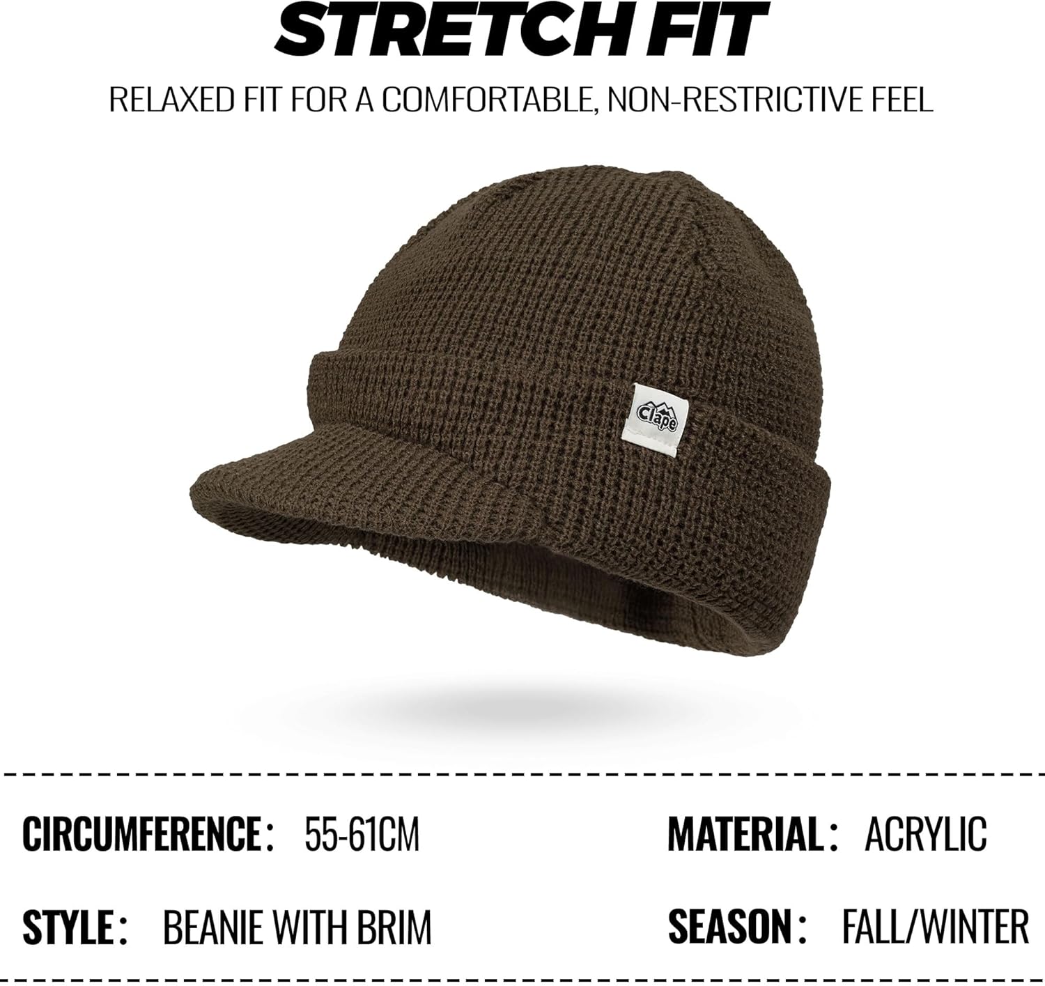 CLAPE Winter Beanie with Brim, Unisex Cozy Head Beanie Hat with Visor, Warm Stretchy Knit Hat for Cold Weather - Image 6