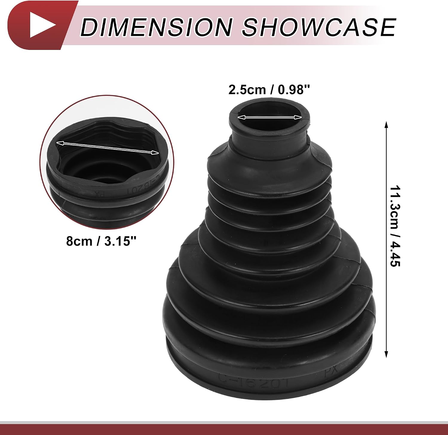 1 Set CV Joint Boot Kit for Mini Cooper Countryman 2011-2016 Inner Constant Velocity Joint Boot W/Clamps No.31609806555 Black Rubber