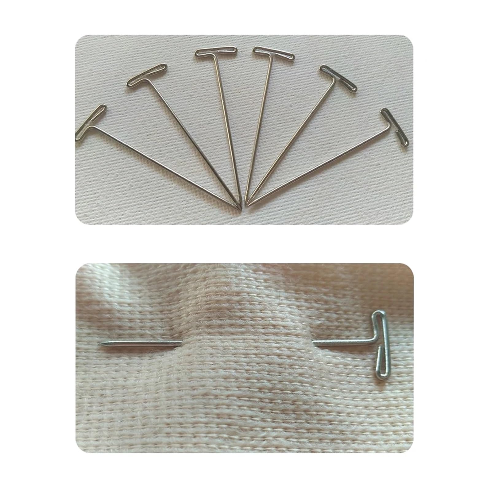 Spilli a T aghi a forma di T, 32 mm, in acciaio inox color argento, per bloccare lavori a maglia, parrucche e extension per capelli (800 pezzi)