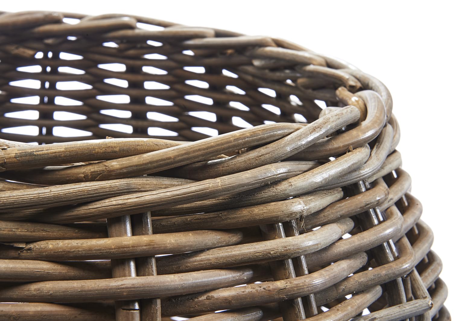 Kobolo Wäschebehälter Aufbewahrungskorb aus Rattan kubu grey mit Stoffeinsatz und Deckel