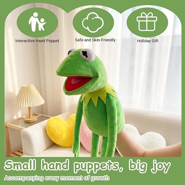 XIMEY Kermit la Grenouille, Marionnette Ventriloque, Marionnette à Main Grenouille Kermit, Marionnette Ventriloque, Jouets en Peluche pour Enfants, Jouets Animaux, Noël, Pâques Cadeaux - 3