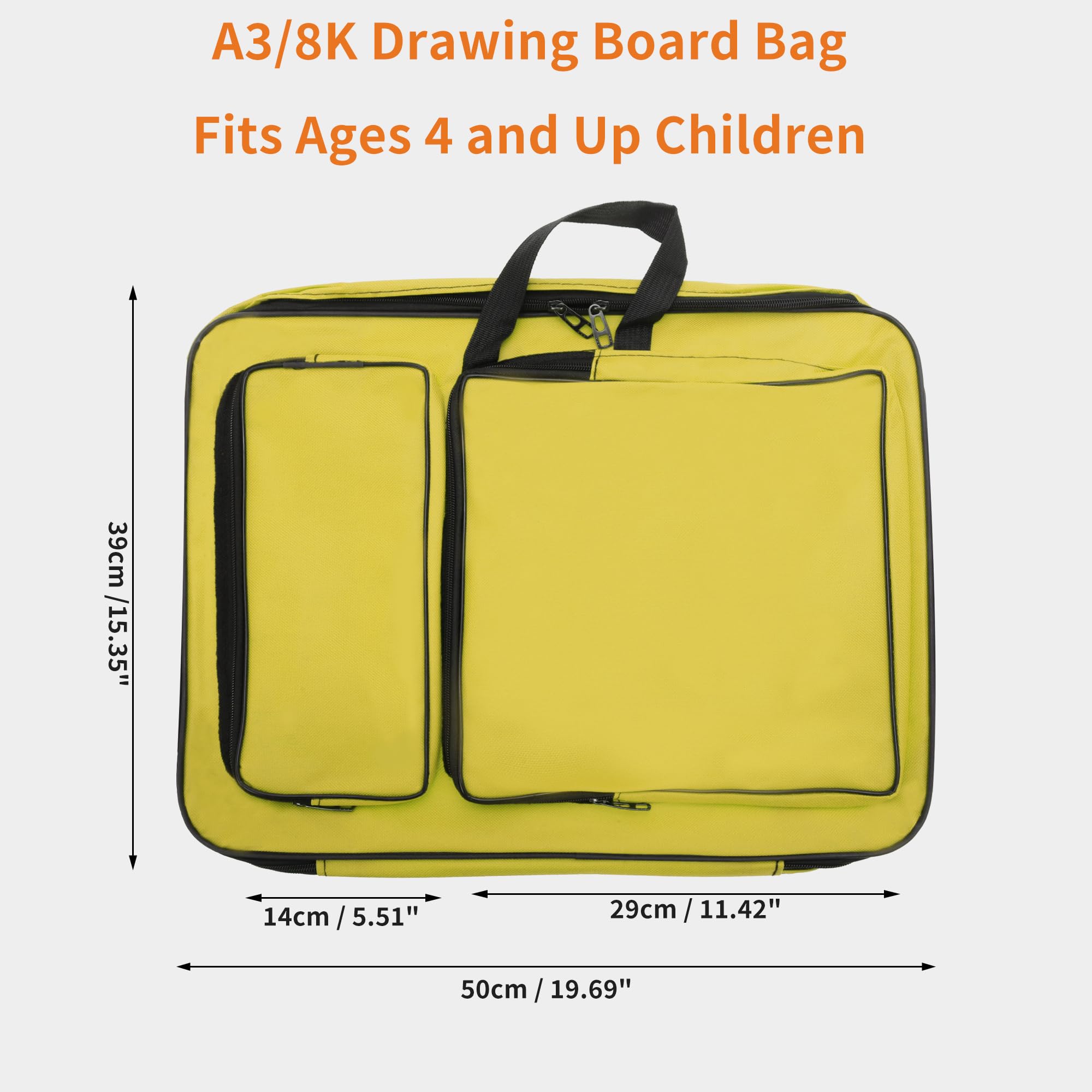 Borsa Per Portfolio Artistico Giallo 1pc Per Trasporto Protezione | Borsa Realizzata In Tessuto Oxford, Dimensioni 50x39 Cm, Tasche Multiple, Spallacci Regolabili, Robustezza E Stile