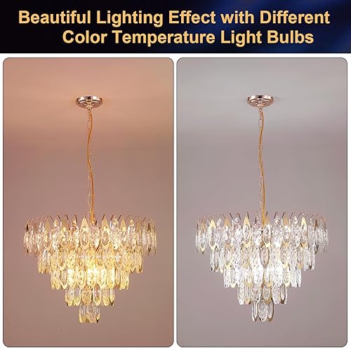 Miniatura 9 de AXILIXI - Candelabro de cristal de 12 luces modernas de oro rosa para comedor de 23 pulgadas grande K9 de cristal colgante de techo, lámpara de lujo