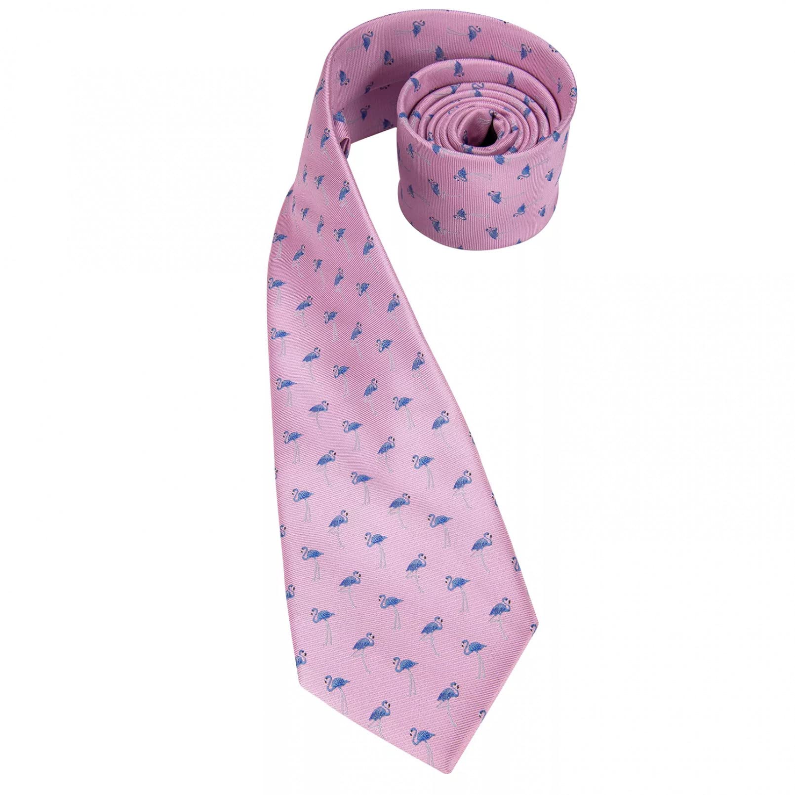 BAJIE Corbata Hombre de 8,5 Cm, ​​Traje de Corbata de Seda con flamencos de Dibujos Animados de Animales Rosas, pañuelo de diseño para Hombre, Gemelos, Corbata para Hombre