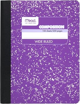 Mead Composition Notebook, Wide Ruled Paper, 7-1/2" x 9-3/4", 100 Sheets, Purple Marble 09918BA7