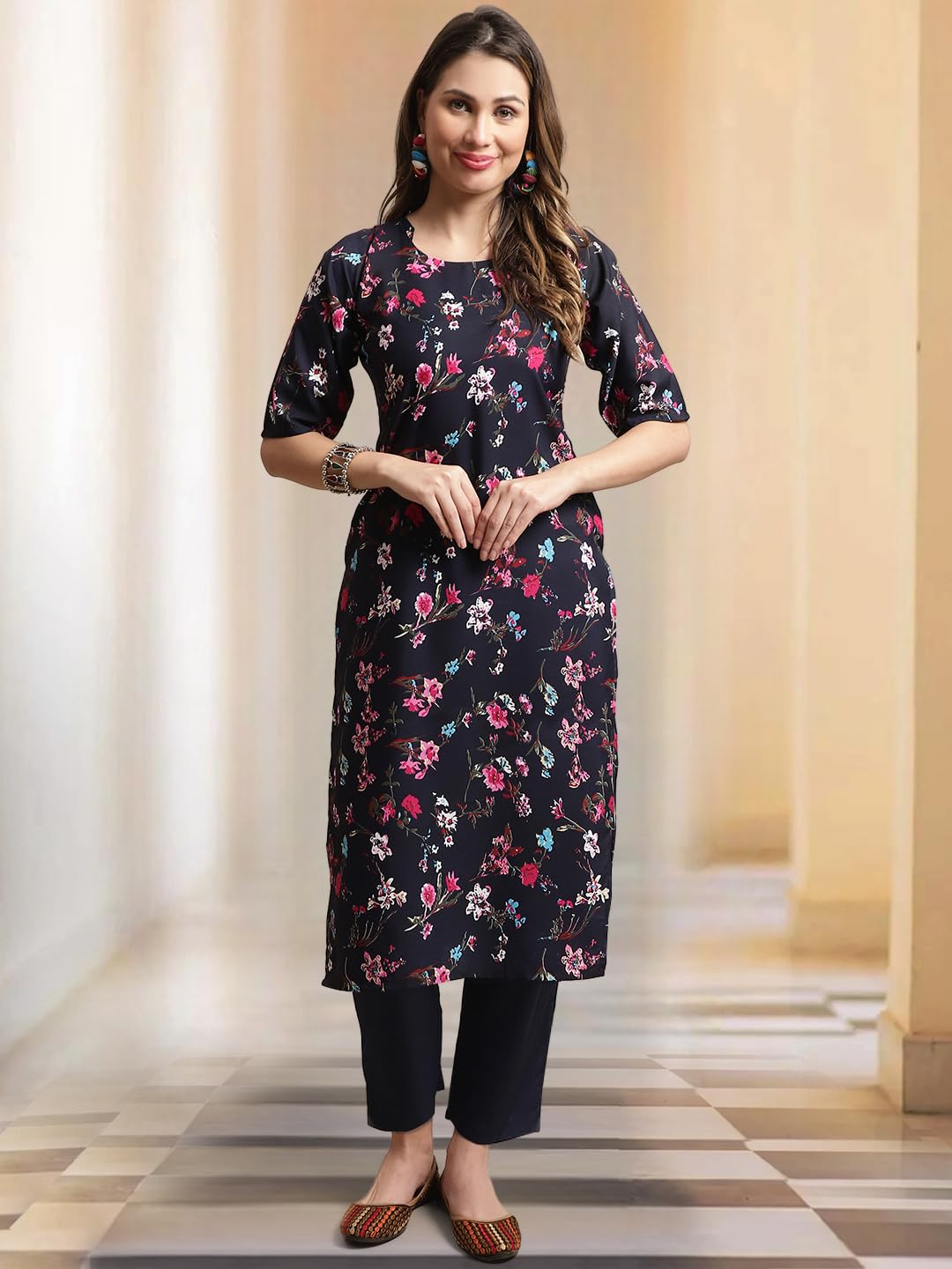 Tee Projekt Printed Crepe Kurti & Pant Set For Women Festival Wear For Women