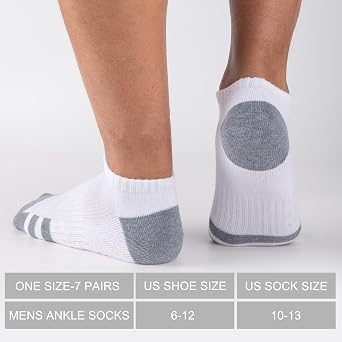 Heatuff 7 Pairs Mens Cushioned Ankle Socks Low Cut Athletic Breathable Comfort Casual Socks