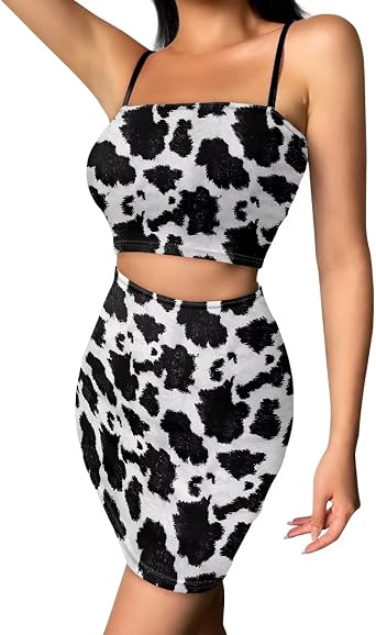 Womens Ruched Cami Crop Top Bodycon Skirt 2 Piece Outfits Dress Sexy Mini Club Dress Slim Fit