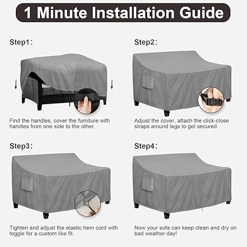 Miniatura 7 de PureFit Funda impermeable para sofá de exterior, funda para muebles de sofá de patio, funda de sofá biplaza de 2 plazas con ventilación de aire y