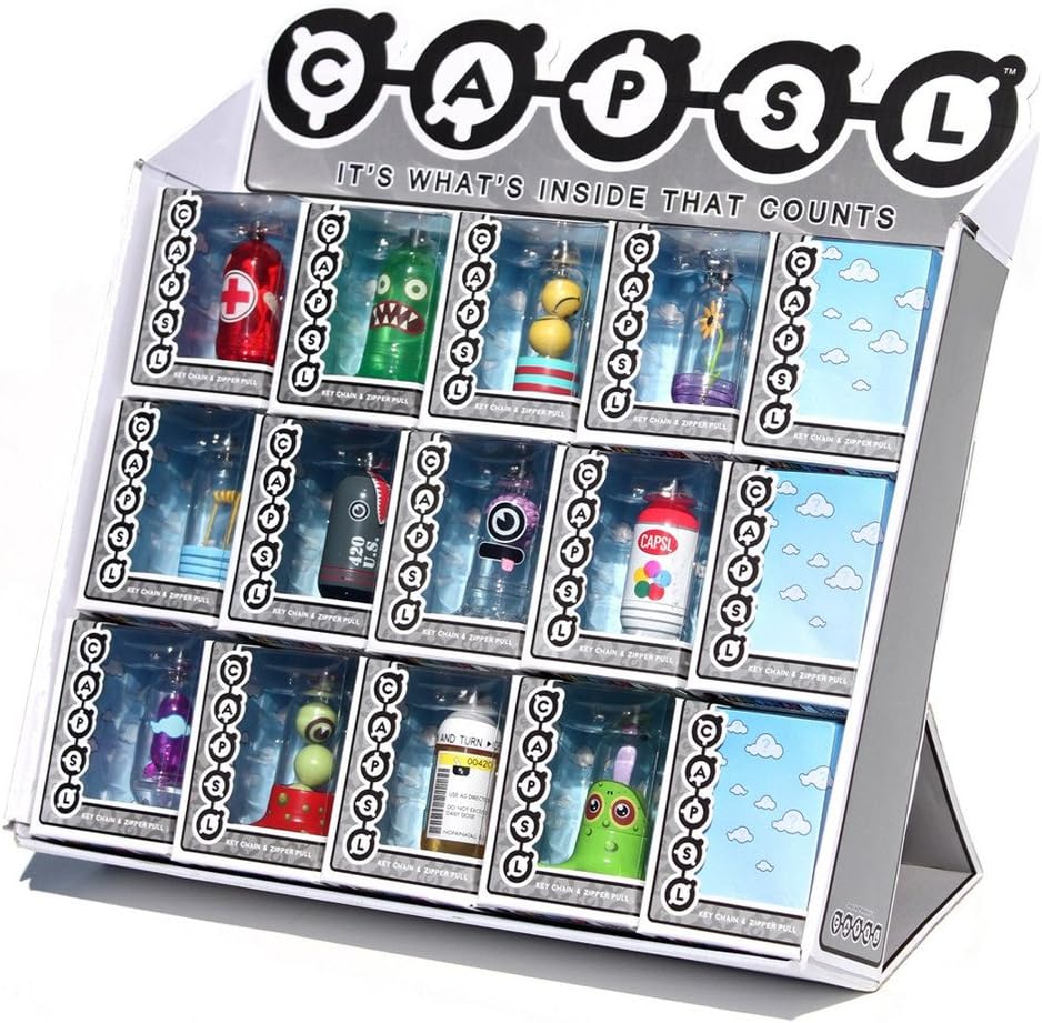 Jason Freeny's CAPSLs Assortment Box of 15 Keychains & Zipper Pulls