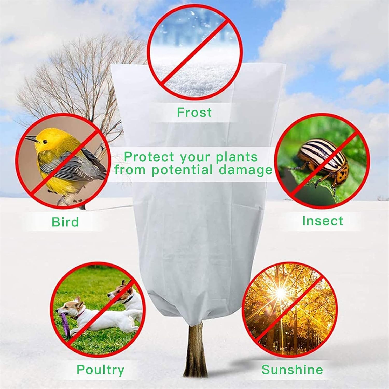 Melairya Plant Covers Freeze Protection & Plant Frost Blanket for Winter Cold Weather, 4 Pack Reusable Shrub Jacket Covers with Drawstring (Color : 4pcs, Size : 180x210cm)