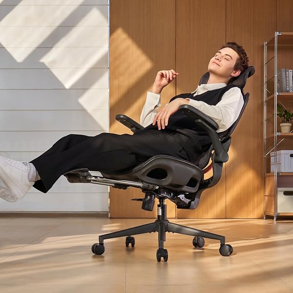 SIHOO B100 PRO Ergonomic Office Chair with Footrest, Mesh Office Chair with Adaptive Lumbar Support, Computer Chair with Wide Headrest, Desk Chair with 360° Rotatable Flip-Up Armrests, Jet Black