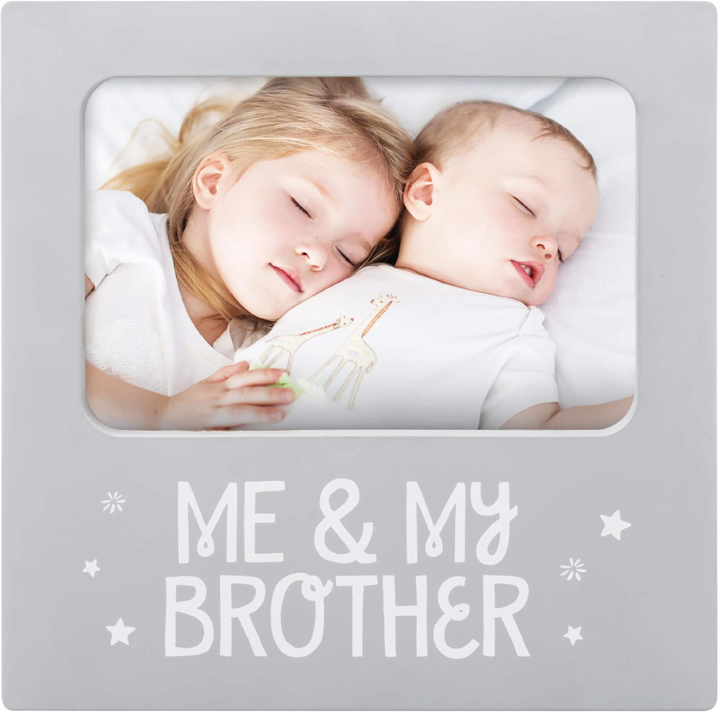 Me & My Brother Picture Frame, Nursery Décor, Gender-Neutral Baby Frame, Perfect Siblings Gift, Baby Keepsake Photo Frame, 4" x 6" Frame, Tabletop Easel Back, Gray