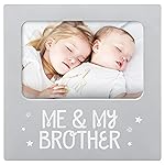 Tiny Ideas Me and My Brother Picture Frame, Christmas Photo Picture Frame, Sibling Keepsake, Ideal Big Brother Gift, Shower Gift and Gender Neutral Nursery Decor, Gray