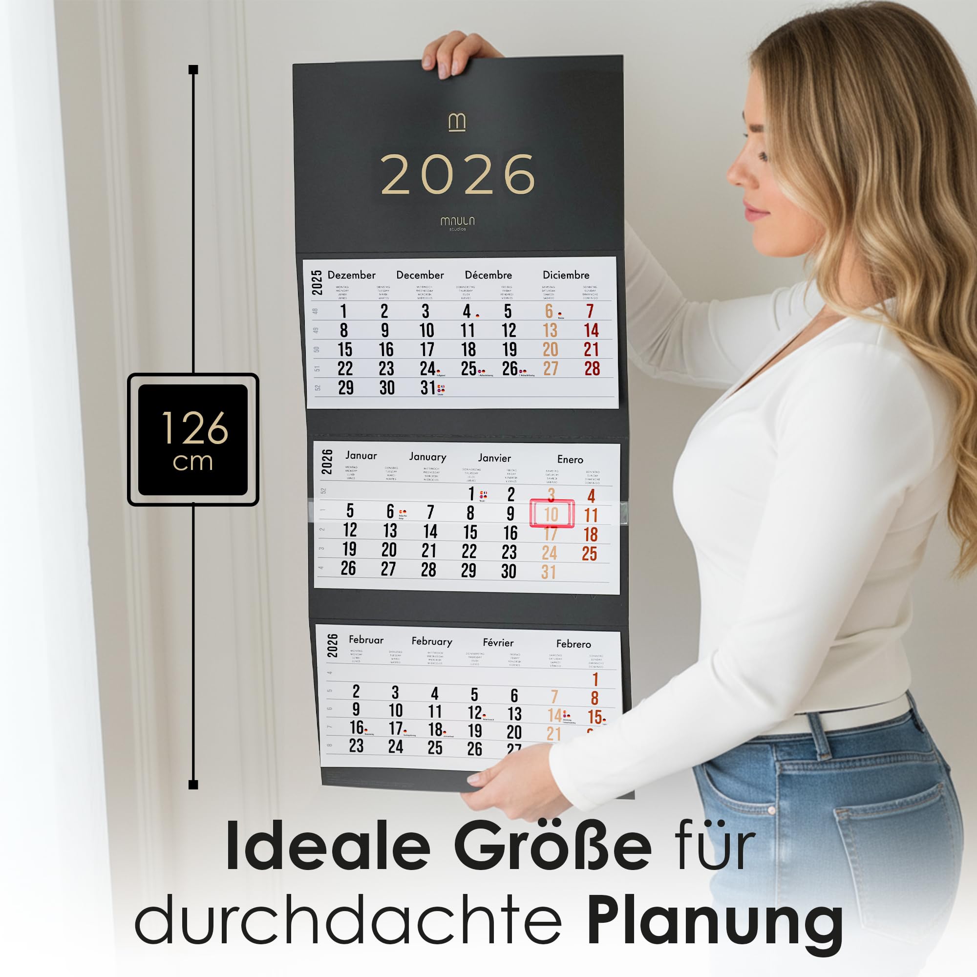 3 Month Calendar 2026 - Practical Wall Calendar with 3 Months at a