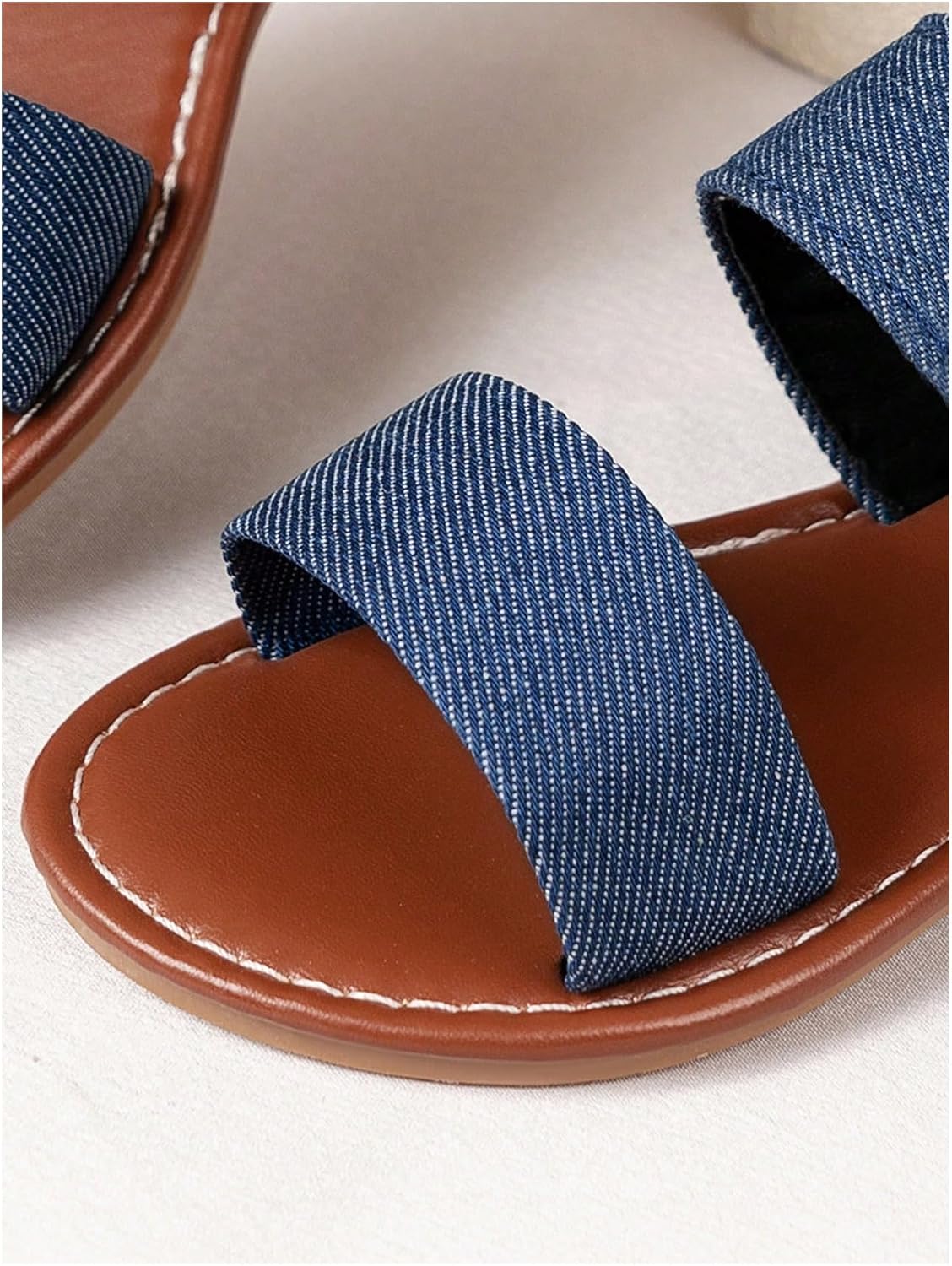 GORGLITTER Girl's Jean Dress Sandals Dressy Summer Vacation Beach Cute Shoes Open Toe Ankle Strap Flat Sandals Shoes