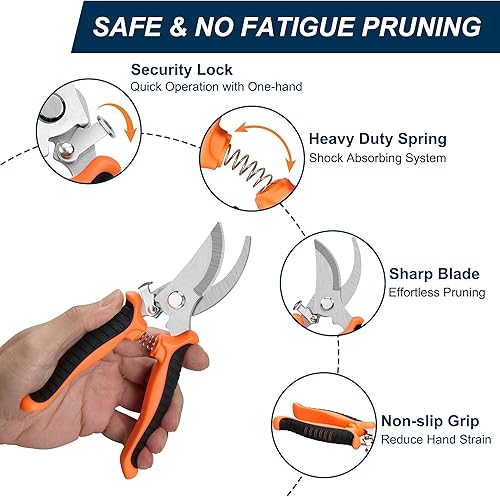 Miniatura 5 de Joyfair Juego de herramientas de jardín, 5 herramientas de jardinería para mujeres y hombres, kit de herramientas de mano de jardinería con tijeras