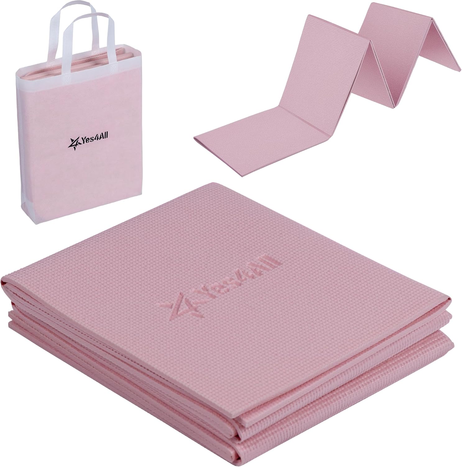 Yes4All Folding Yoga Mat, 0.2 inch (6 mm) Thick, Soft Material, Comfortable, Cushioning, Easy to Clean, Anti-Slip, Lightweight, Easy to Carry, For Muscle Training, PVC Material, Brown