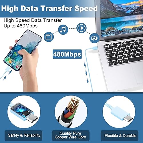 Miniatura 6 de Cable de carga rápida de 6 pies tipo C de 25 W, USB C, cargador súper rápido para Samsung Galaxy A16 A15 A55 A25 A35 A05 C55 S10 S20 S21 S22 S23 S24