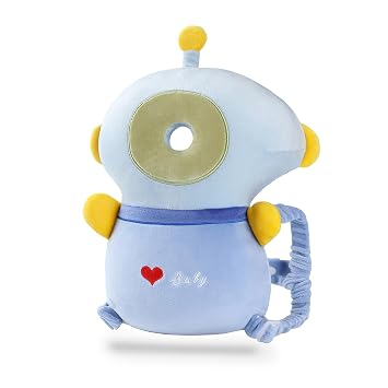 JunNeng 3-Sided Baby Head Protector Backpack for Walking, Blue Astronaut | Slow Rebound Memory Foam, Breathable, Adjustable, Fall Back Head Protector for Walking Crawling