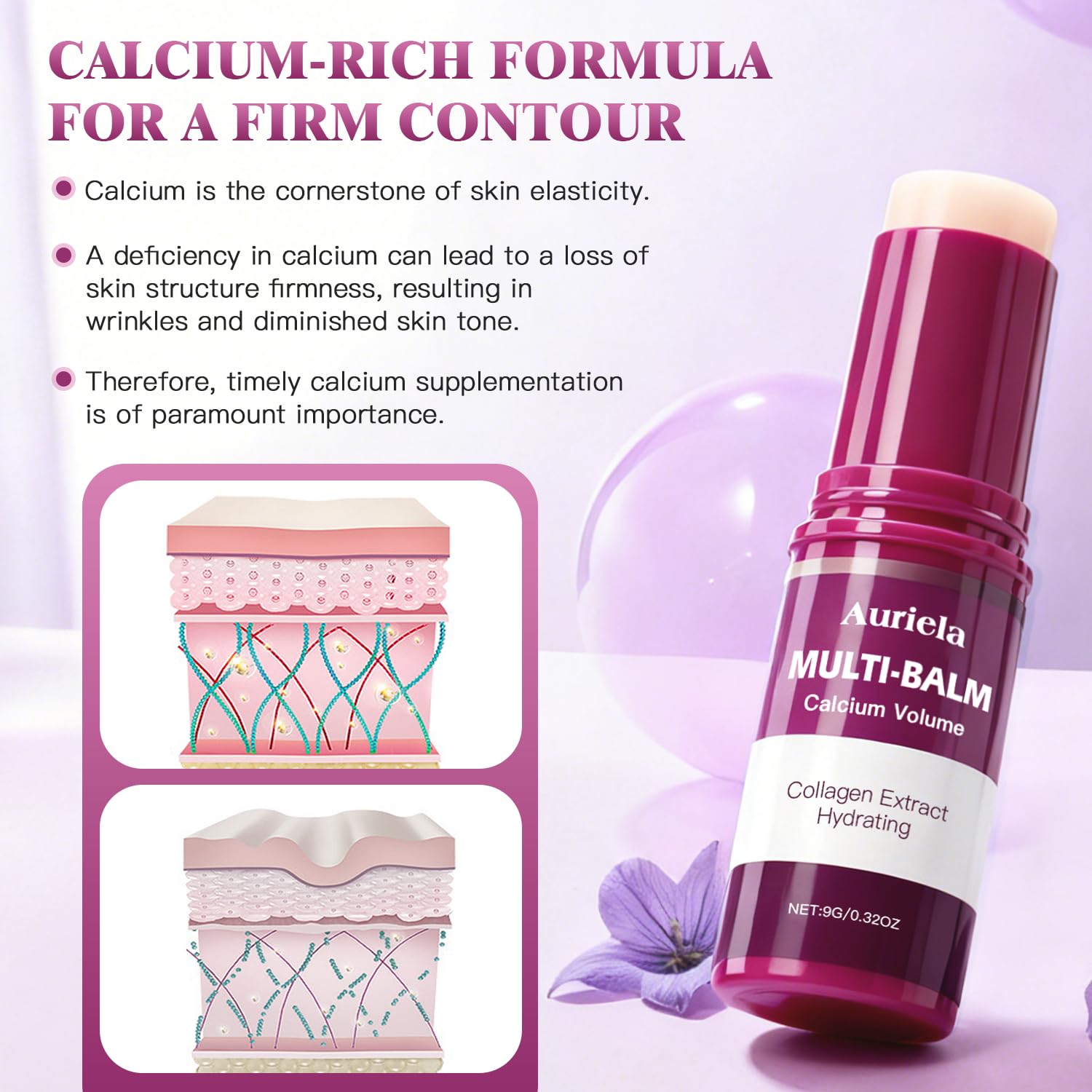 Auriela Calcium Volume Multi Balm,Calcium Multi Balm Stick,Anti Wrinkle,Anti-Aging,Long-Lasting Hydrating, Firming Skin, for Face, Eyes, Lips & Neck(1PCS) - Image 7