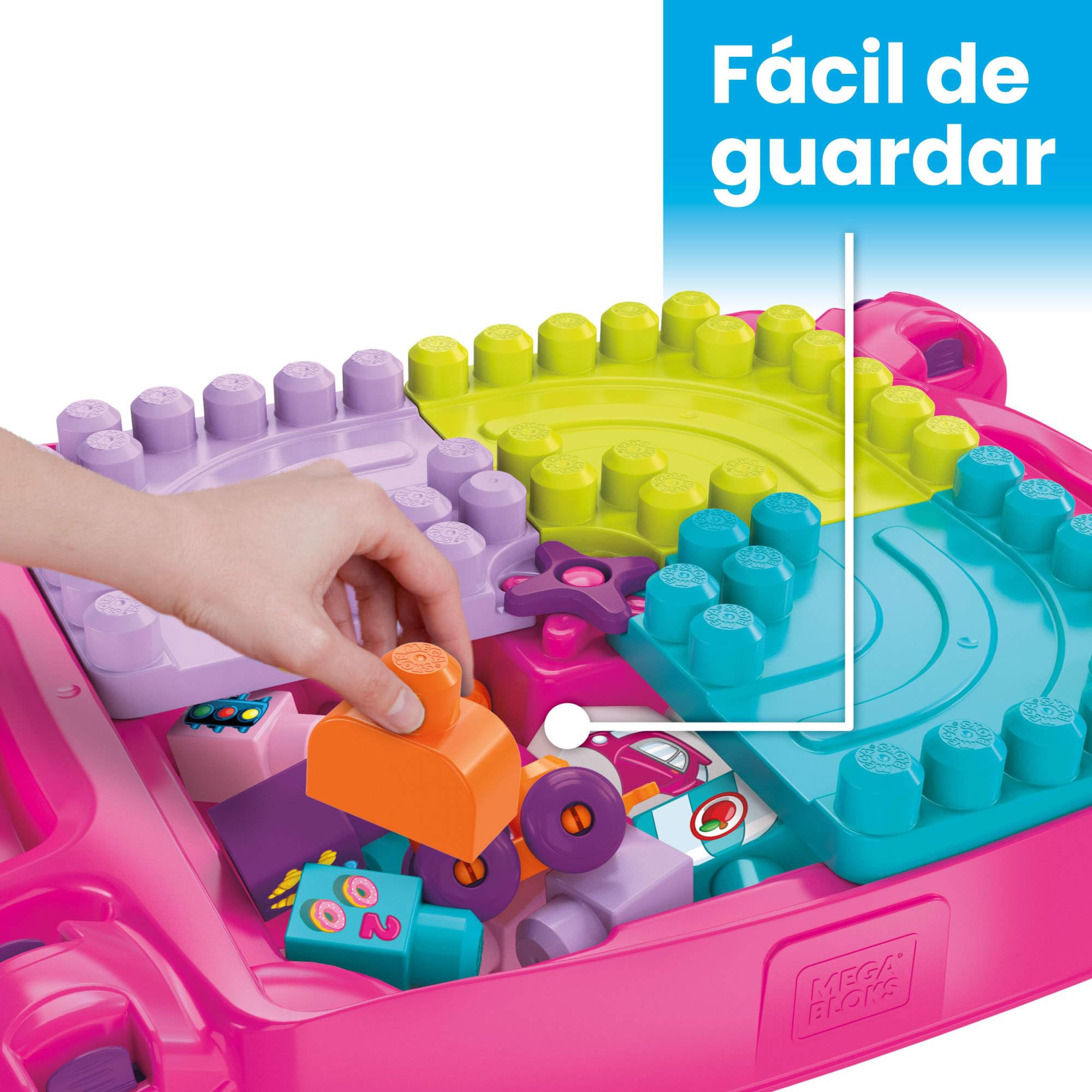 Mega Bloks mesa construye y aprende color rosa bloques de construcción de juguete para bebé +1 año (Mattel FFG22)