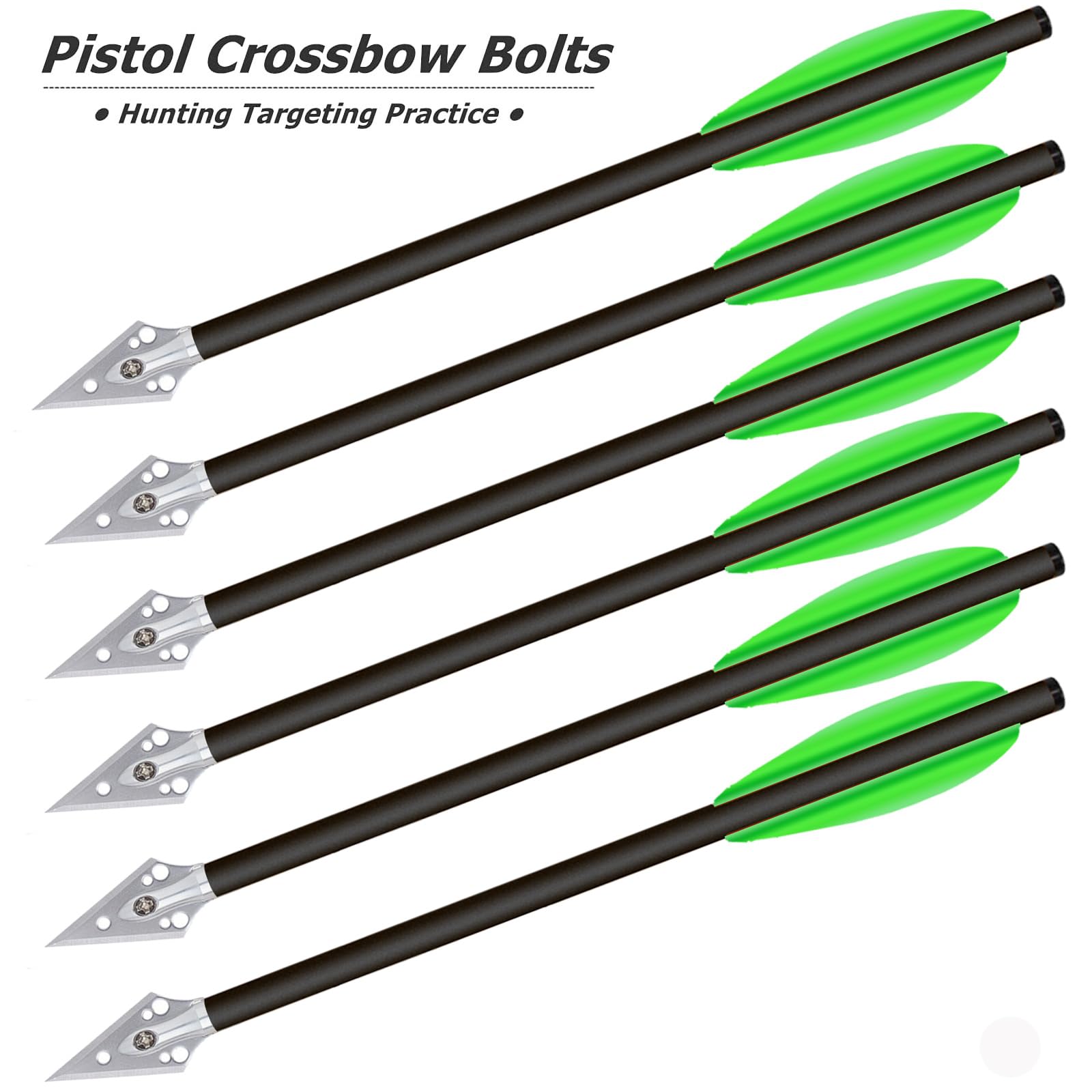6,3" Bulloni per Balestra a Pistola in Carbonio Mini Frecce per Balestra con Punte da Caccia per 50-80lbs Pistola Balestra di Precisione Bersaglio Esercitarsi Frecce da Caccia (12pcs Verde)