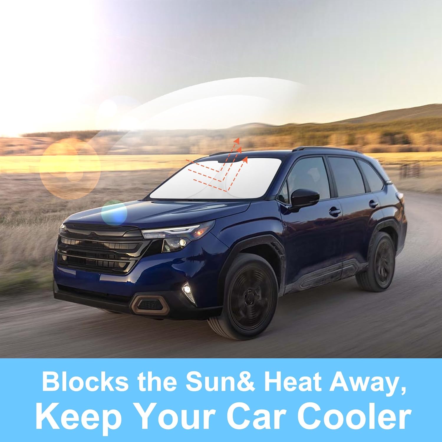 TINGLU Sun Shade for Subaru Forester 2025 2026 Accessories Windshield Sun Shade Window Shade UV Rays Protection Sun Visor Cover with Steering Wheel Sunshade Storage Bag