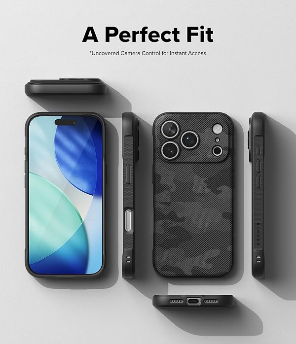 Ringke Onyx for iPhone 17 Pro Max Case, [Feels Good in The Hand] Oil & Dirt Resistant, Individual Lens Covers for Cameras, Non-Slip Enhanced Grip Lightweight Cover - Camo Black by Ringke - Used condition - Image 7