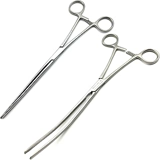 2 Pcs Mayo Robson Intestinal Clamp Forceps Curved & Straight 23 cm Surgical Instruments