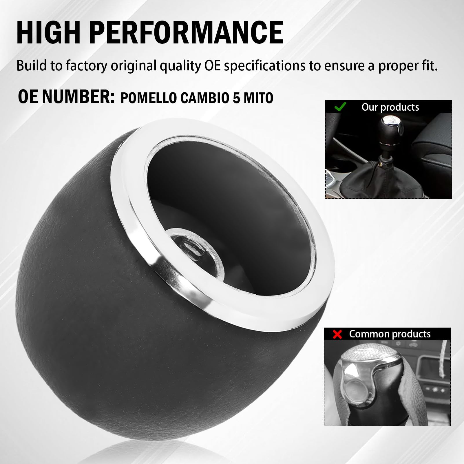 5 Marcio Pomello Cambio Completo per 147 166 Mito 2008-2016 Leva Cambio Copertura Maniglia Stick Testa Nera